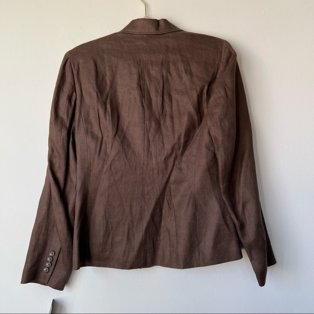 Lauren Ralph Lauren NWT Vintage Dead Stock Brown Linen Blazer Career Size 4 - Picture 4 of 5